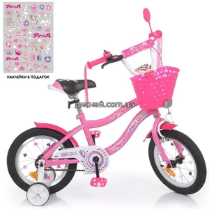 Велосипед детский PROF1 14д. Y14241-1, Unicorn, с корзинкой